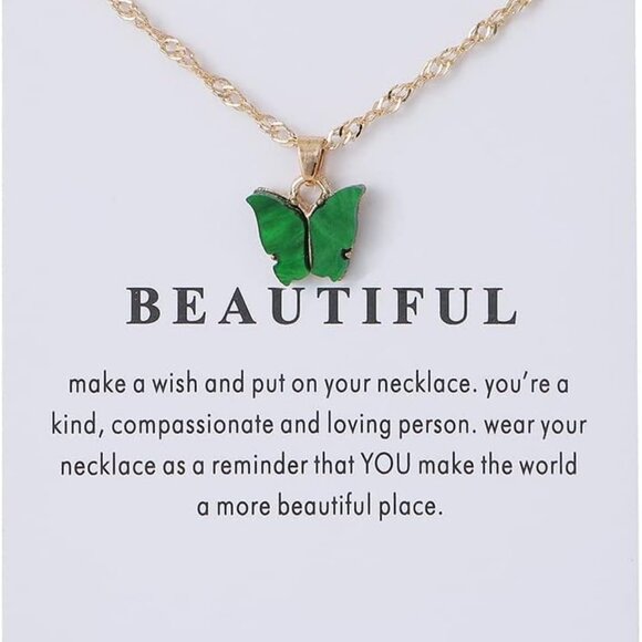 9 pcs Colorful Butterfly Pendant Necklace for Women Bohemian Acrylic Adjustable - Picture 5 of 7